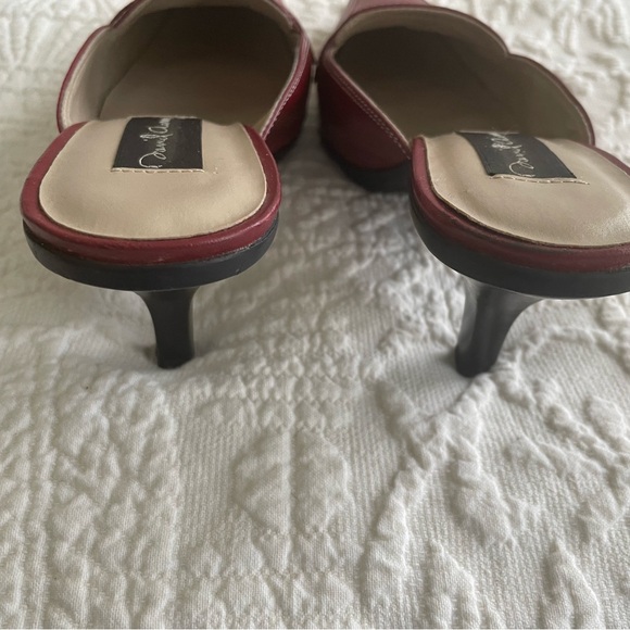 David Aaron Keper Red Leather Mules Heels Shoes Size 7 - Picture 7 of 8
